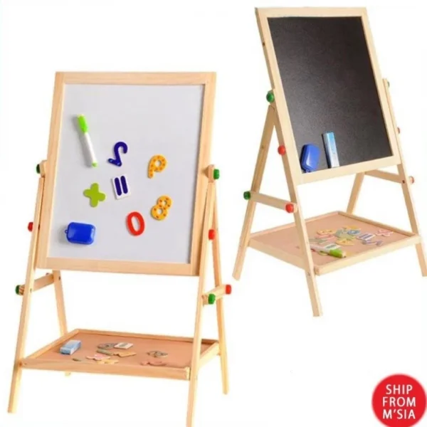 03534f65533ca0745885c3bf58c0eb8a.webp Wooden 2In1 Adjustable Black And White Board Double Sided Writing Board Toy Early Leaning Best Gift For Children