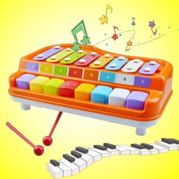 2 in 1 Musialcal Xylophone Piano 8 Key Multicolored Scales Toy For Kids Piano Mainan Budak Perempuan Lelaki