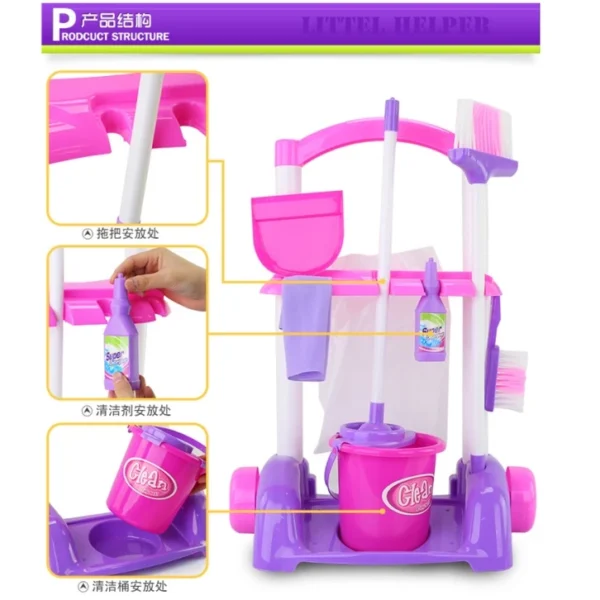 Simulate Cleaning Trolley Toy Play Set For Kid Little Helper Cleaner Pretend Play Toy For Kids Girls Mainan Budak