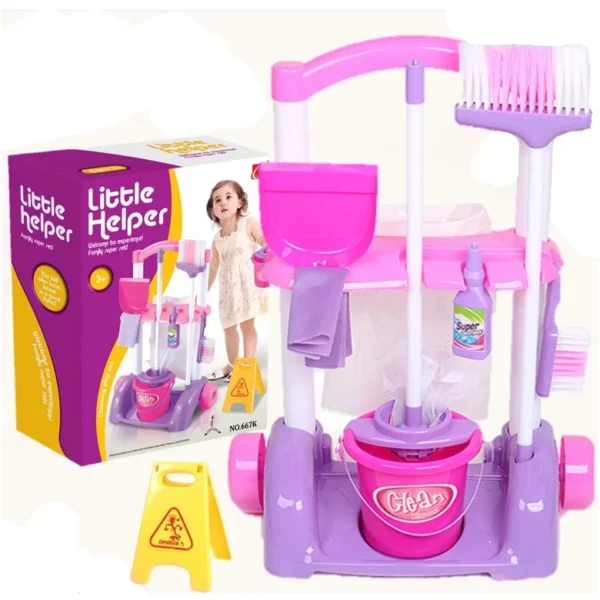 Simulate Cleaning Trolley Toy Play Set For Kid Little Helper Cleaner Pretend Play Toy For Kids Girls Mainan Budak