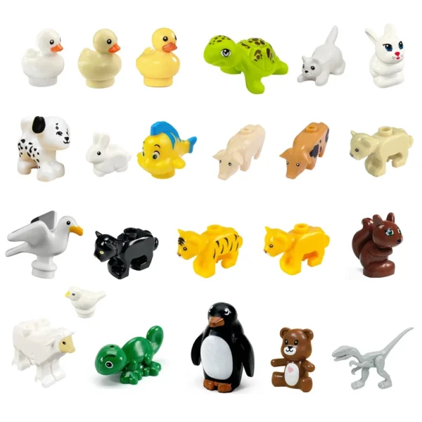 8ad385d4e1301282385a2eff085cc091.webp Classic Animal Building Blocks Toys Brick Collections Kids Present Forest Simulation Pig Dinosaur Lion Bunny