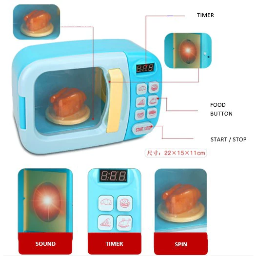 Creative Microwave Kitchen Toy Play Set For Kid Pretend Play With Light and Sound Toy For Girl Dapur Mainan Budak