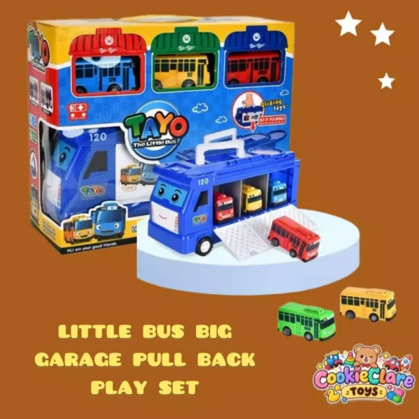 Little Bus Big Garage Pull Back Bus Toy Play Set For Kid Vechiles Toys Kids Best Birthday Gift Mainan Budak