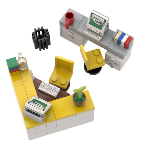 Computer Corner Desk Office Classic Building Blocks Toys Kids Collection Souvenir Gift Pretend Play Decoration Boy Girl City MOC